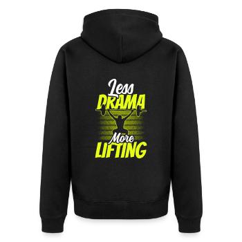 Moins de drame Plus de haltérophilie Gym Hobby - Veste à capuche bio Premium Unisexe - noir - Dos - Nico (187cm)