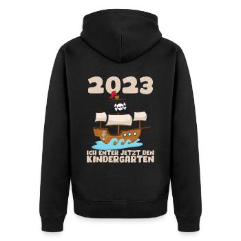 Kindergarten 2023 Pirat Jungen Sohn Geschenk Kita - Unisex Premium Bio Zip Hoodie - Schwarz - Hinten - Nico (187cm)