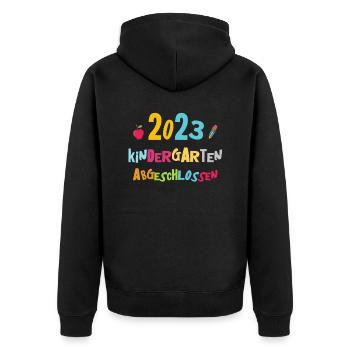 Kindergarten Absolvent 2023 Geschafft Einschulung - Unisex Premium Bio Zip Hoodie - Schwarz - Hinten - Nico (187cm)