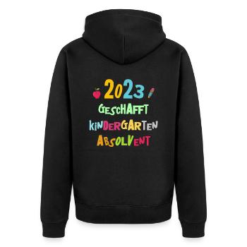 Kindergarten Absolvent 2023 Geschafft Einschulung - Unisex Premium Bio Zip Hoodie - Schwarz - Hinten - Nico (187cm)