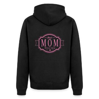 Beste Mama seit 1973 - Unisex Premium Bio Zip Hoodie - Schwarz - Hinten - Nico (187cm)