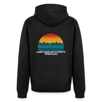 Lake Harlan County, Nebraska - Unisex Premium Organic Zip Hoodie - black - Back - Nico (187cm)