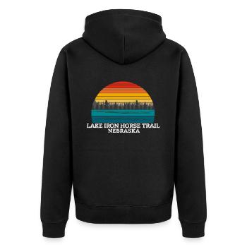 Lake Iron Horse Trail Nebraska - Unisex Premium Bio Zip Hoodie - Schwarz - Hinten - Nico (187cm)