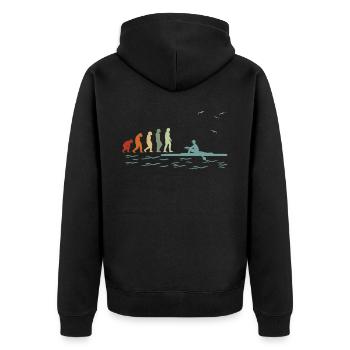 Kanuten Kanus-Rudern Kanu-Ruderer Vintage - Unisex Premium Bio Zip Hoodie - Schwarz - Hinten - Nico (187cm)