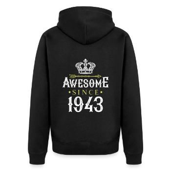 Awesome Since (1943) - Unisex Premium Organic Zip Hoodie - black - Back - Nico (187cm)