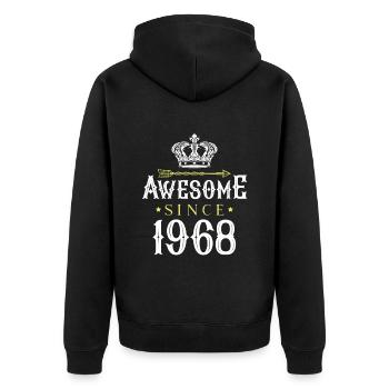 1968 awesome since - Unisex Premium Bio Zip Hoodie - Schwarz - Hinten - Nico (187cm)