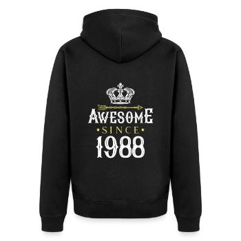 1988 awesome since - Unisex Premium Bio Zip Hoodie - Schwarz - Hinten - Nico (187cm)