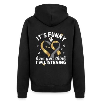 Hearing impaired Deaf childbearing language - Unisex Premium Organic Zip Hoodie - black - Back - Nico (187cm)
