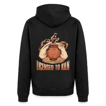 Licensed To Kiln Pottery Gift - Unisex Premium Organic Zip Hoodie - black - Back - Nico (187cm)