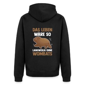 Wombat langweilig ohne Australien Beuteltier - Unisex Premium Bio Zip Hoodie - Schwarz - Hinten - Nico (187cm)