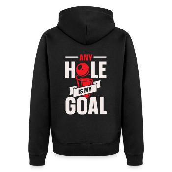 Any Hole Is My Goal Alcohol Drinking Beer Pong - Unisex Premium Organic Zip Hoodie - black - Back - Nico (187cm)