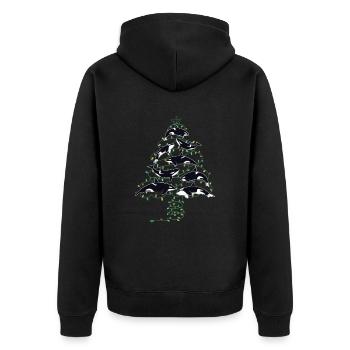 Orca Whale Christmastree Weihnachten Xmas Yulitede - Unisex Premium Bio Zip Hoodie - Schwarz - Hinten - Nico (187cm)