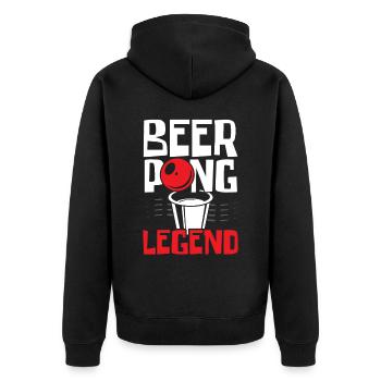 Beer Pong Legend Alcohol Drinking Game Beer Pong - Unisex Premium Organic Zip Hoodie - black - Back - Nico (187cm)