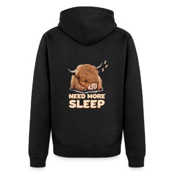 Sleeping Scottish Highland Cow Cattle Cow - Unisex Premium Organic Zip Hoodie - black - Back - Nico (187cm)