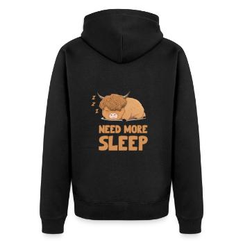 Sleeping Scottish Highland Cow Cattle Cow - Unisex Premium Organic Zip Hoodie - black - Back - Nico (187cm)