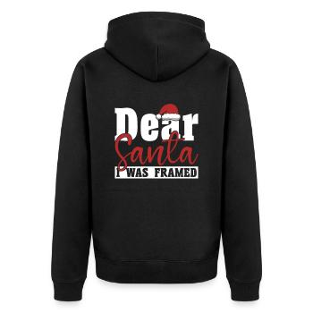 Lieber Weihnachtsmann, Ich Wurde Gerahmt, Lustiges - Unisex Premium Bio Zip Hoodie - Schwarz - Hinten - Nico (187cm)