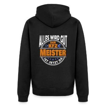 Alles wird gut KFZ Meister ist da KFZ Mechaniker - Unisex Premium Bio Zip Hoodie - Schwarz - Hinten - Nico (187cm)