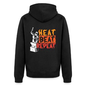 Heat Beat Repeat Metallschmied Schmieden Schmied - Unisex Premium Bio Zip Hoodie - Schwarz - Hinten - Nico (187cm)