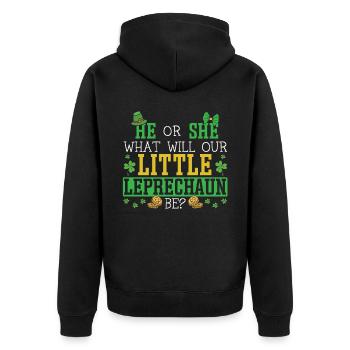 He Or She What Will Our Little Leprechaun Be - Unisex Premium Organic Zip Hoodie - black - Back - Nico (187cm)