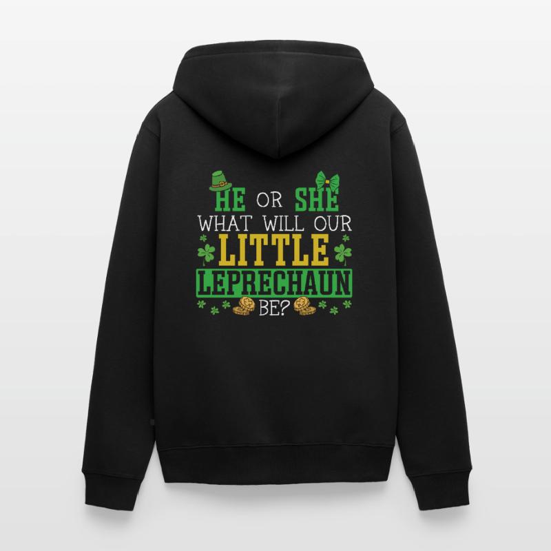 Er oder sie, was wird unser kleiner Kobold sein Unisex Premium Bio Zip Hoodie