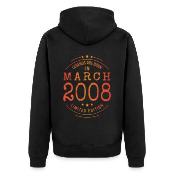 Birthday March 2008 Limited Edition Vintage - Unisex Premium Organic Zip Hoodie - black - Back - Nico (187cm)