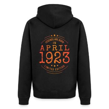 Anniversaire Avril 1923 Edition Limitée Millésime - Veste à capuche bio Premium Unisexe - noir - Dos - Nico (187cm)