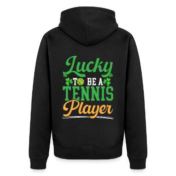 Chanceux d’être un joueur de tennis Fête de la Saint-Patrick - Veste à capuche bio Premium Unisexe - noir - Dos - Nico (187cm)