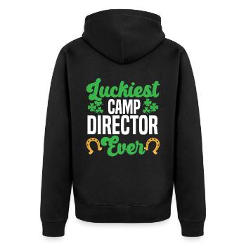 Glücklichster Campdirektor aller Zeiten St. Patrick's Day - Unisex Premium Bio Zip Hoodie - Schwarz - Hinten - Nico (187cm)