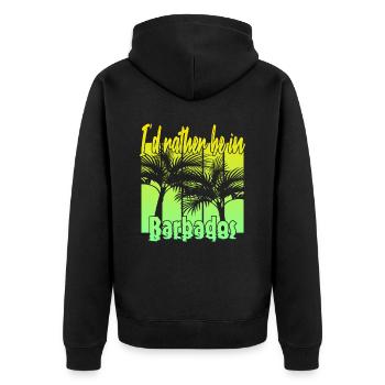 I'd rather be in Barbados - Unisex Premium Organic Zip Hoodie - black - Back - Nico (187cm)
