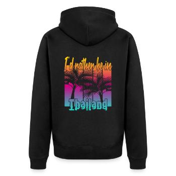 Ich wäre lieber in Thailand - Unisex Premium Bio Zip Hoodie - Schwarz - Hinten - Nico (187cm)