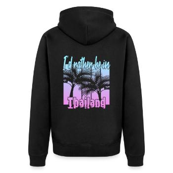 Ich wäre lieber in Thailand - Unisex Premium Bio Zip Hoodie - Schwarz - Hinten - Nico (187cm)