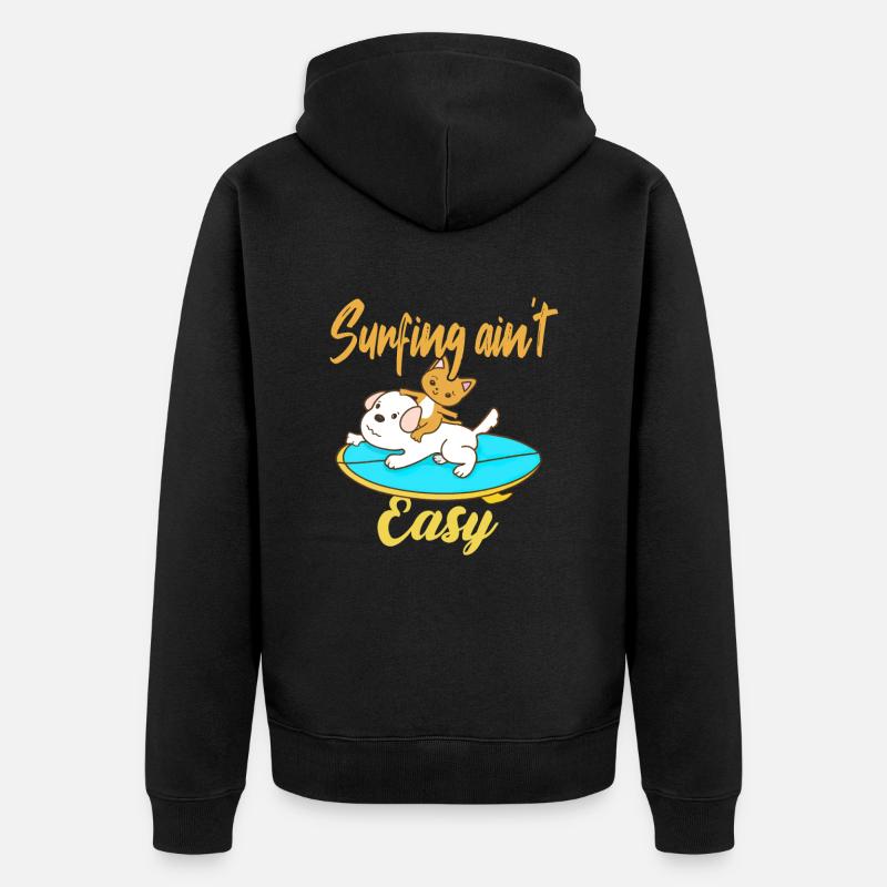 Le surf n’est pas facile - Veste à capuche bio Premium Unisexe - noir