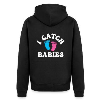 Ich Fange Babies Hebamme Hebammen Geburtshilfe - Unisex Premium Bio Zip Hoodie - Schwarz - Hinten - Nico (187cm)