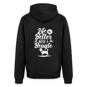 Das Leben Ist Besser Mit Einem Beagle Beagles - Unisex Premium Bio Zip Hoodie - Schwarz - Hinten - Nico (187cm)