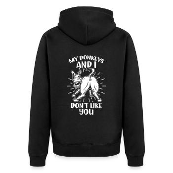 My donkeys and I don't like you Farm cute - Unisex Premium Organic Zip Hoodie - black - Back - Nico (187cm)