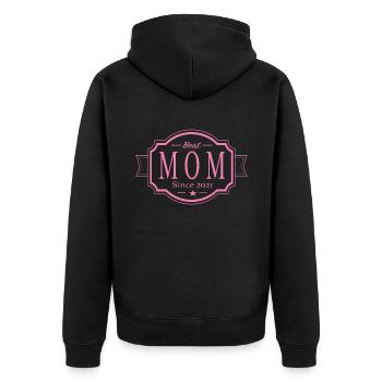 Best Mom since 2021 - Unisex Premium Organic Zip Hoodie - black - Back - Nico (187cm)