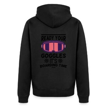 Wintersport Winterurlaub Lawine Schnee - Unisex Premium Bio Zip Hoodie - Schwarz - Hinten - Nico (187cm)