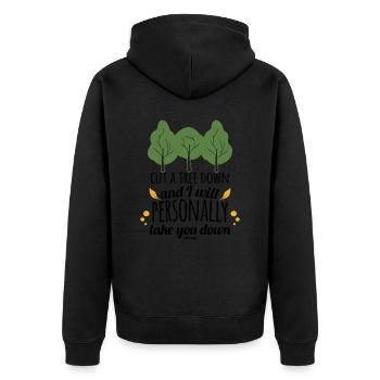 Laubbaum Baum umarmen Natur - Unisex Premium Bio Zip Hoodie - Schwarz - Hinten - Nico (187cm)