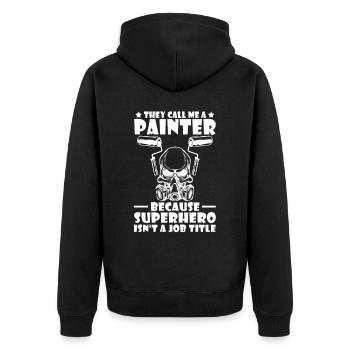 Maler Lackierer Superheld - Unisex Premium Bio Zip Hoodie - Schwarz - Hinten - Nico (187cm)