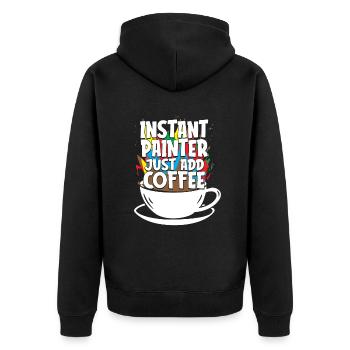 Maler Lackierer Kaffee - Unisex Premium Bio Zip Hoodie - Schwarz - Hinten - Nico (187cm)
