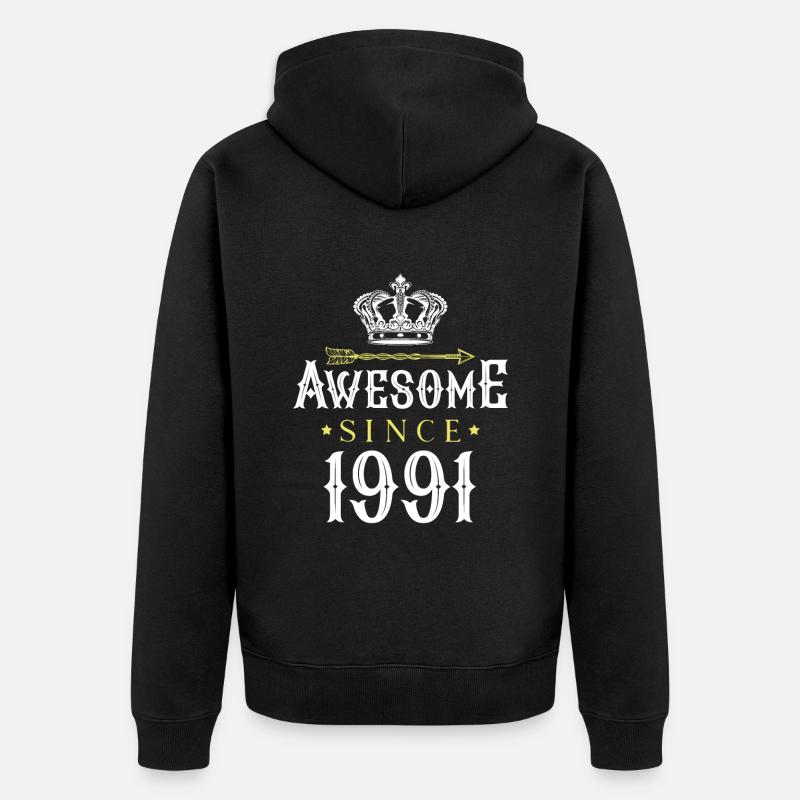 1991 génial depuis - Veste à capuche bio Premium Unisexe - noir