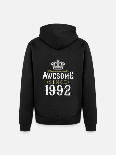 1992 awesome since - Unisex Premium Organic Zip Hoodie - black