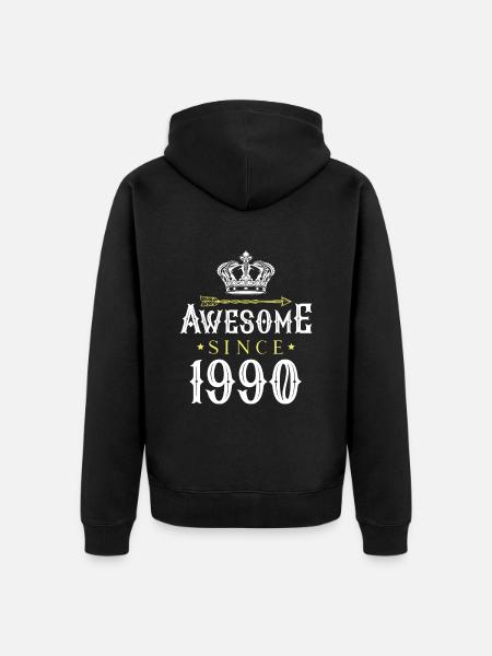 1990 awesome since - Unisex Premium Organic Zip Hoodie - black