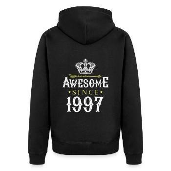 1997 awesome since - Unisex Premium Bio Zip Hoodie - Schwarz - Hinten - Nico (187cm)