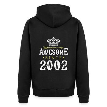 2002 awesome since - Unisex Premium Bio Zip Hoodie - Schwarz - Hinten - Nico (187cm)