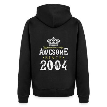 2004 awesome since - Unisex Premium Bio Zip Hoodie - Schwarz - Hinten - Nico (187cm)