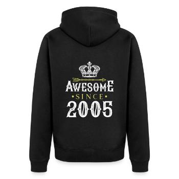 2005 awesome since - Unisex Premium Bio Zip Hoodie - Schwarz - Hinten - Nico (187cm)