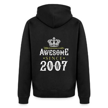 2007 awesome since - Unisex Premium Organic Zip Hoodie - black - Back - Nico (187cm)
