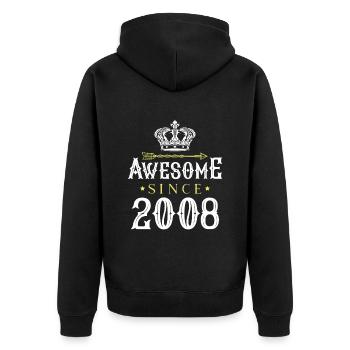 2008 awesome since - Unisex Premium Organic Zip Hoodie - black - Back - Nico (187cm)