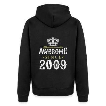 2009 awesome since - Unisex Premium Bio Zip Hoodie - Schwarz - Hinten - Nico (187cm)